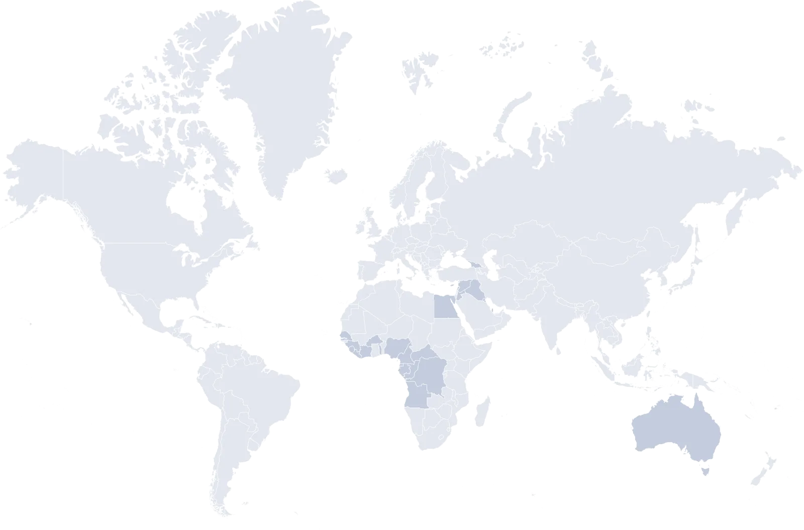 Map of the countries BMA Paints exports to across the Middle East, Africa, Europe and Oceania